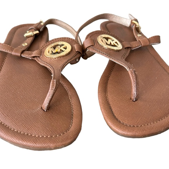 Michael Kors brown tan sandals with gold | MK sandals |vacation sandals | Size 7 - Picture 2 of 6